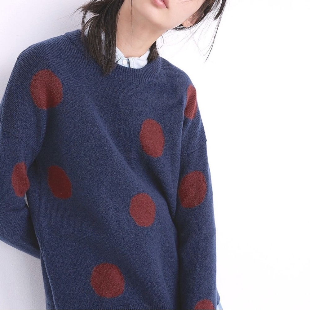MADEWELL Dot Graystone Pullover Sweater in Coziest Yarn Color Nightfall Size S
